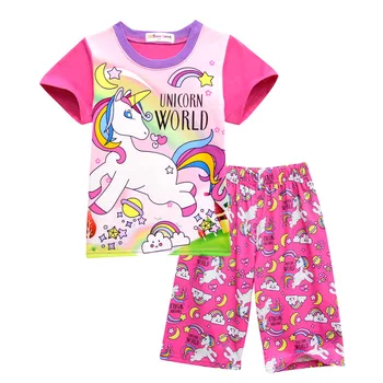 

Pajamas For Girls Unicorn World Sleepwear Children Rainbow Unicornio Mermaid Pyjamas Kids Summer Pijamas Homewear Clothing Set