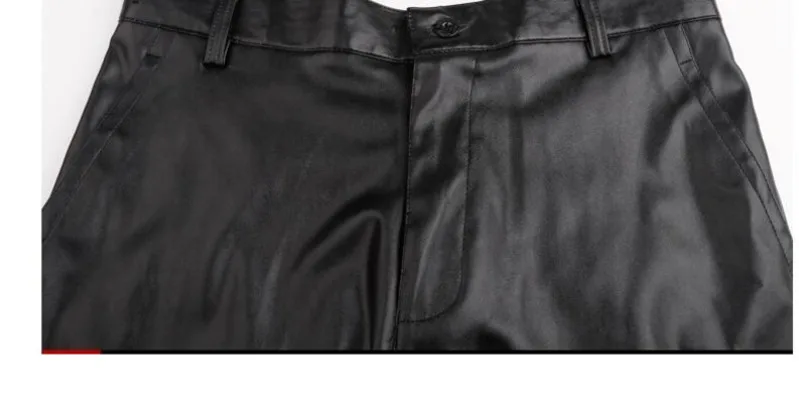 Summer Waterproof Loose Stretch PU Faux Leather Pants Men Straight Fashion Thin Leather Trousers Black Plus Size men trousers leather pants