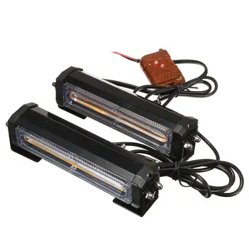 

2pcs Yellow LED Car Flashing Strobe Light Bars Emergency Light + Remote Control