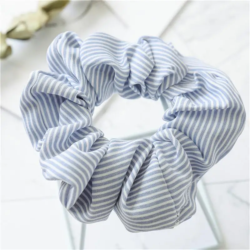 2Pcs Combination Spring And Summer Fabric Hair Band Female Stripes Wild Color Ring Elastic Band Hair Ring Hair Rope