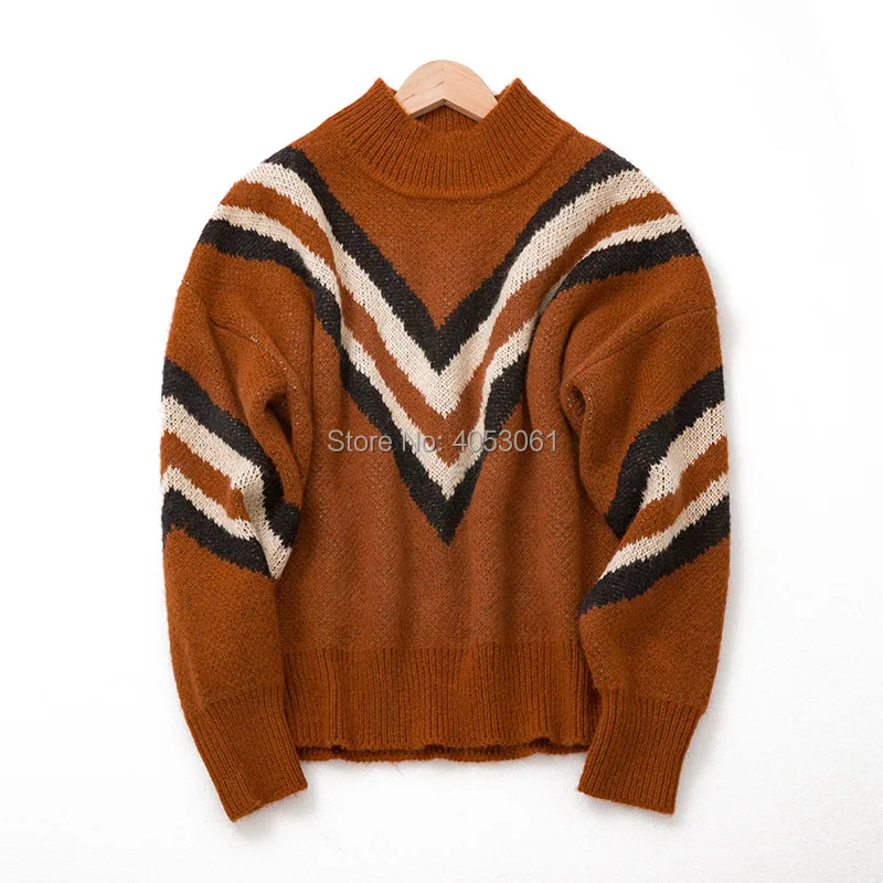 Tendance Multi Femmes À Longues Top Nouvelle Col En Printemps Mohair Pull Rayé Manches Tricot 2019 Date Mode Haut Blend Contraste zMGqVSpLU