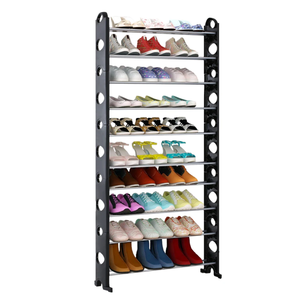 iKayaa 10 Tier Standing Shoe Rack Portable Storage Organizer Tower