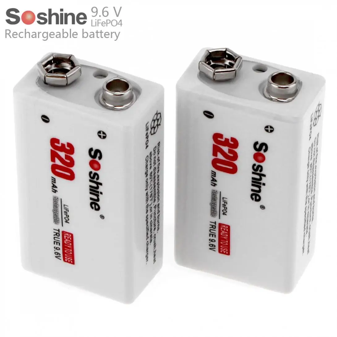 Soshine 2 предмета 9V 6F22 320 мА/ч LiFePO4 Перезаряжаемые Батарея + Портативный коробка|soshine