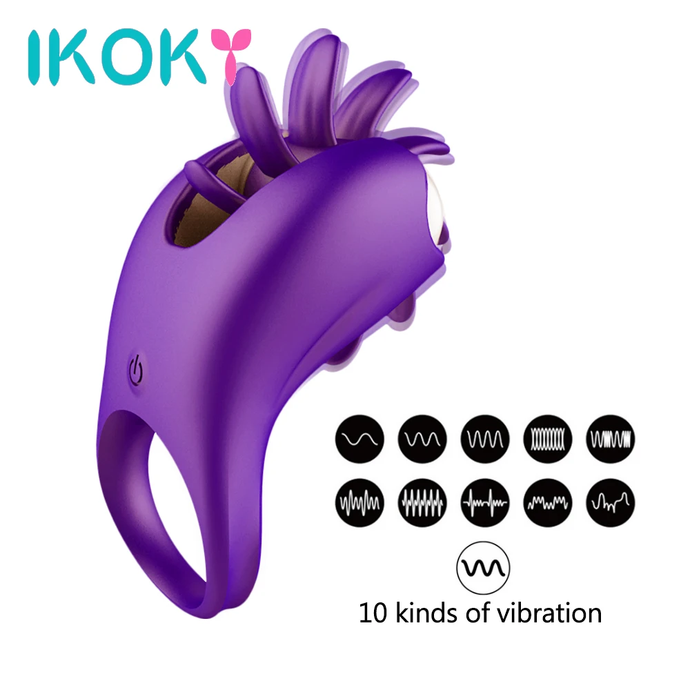 Вибратор IKOKY с вращением на кольцо для пениса оральное влагалище клитор