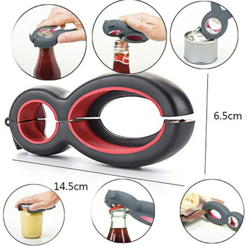 

Multi-Tool 6 in 1 Bottle Soda Soup Can Jelly Jar Opener Twist off Remover Fashion Multifunction Stainless Steel Openers