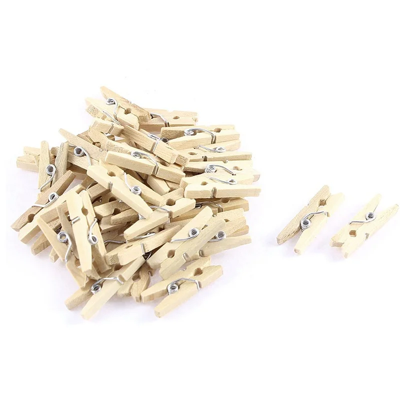 

Mini Wooden Clothes Photo Paper Peg Clothespin Craft Clips 25mm 40pcs