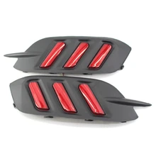 Car Fluid Style Red LED Rear Bumper Reflector Rear Fog For 16-up H o n d a C i v i c 4DR Matt Black and Red