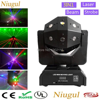 

Niugul 3in1 Laser/Beam/Strobe Light 16X3W LED Moving Head Light Football DMX512 Laser Light DJ /Bar /Party /Show /Stage Lighting