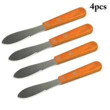 4 шт. маслонамазыватель из нержавеющей стали маслорезы с деревянной ручкой для дома