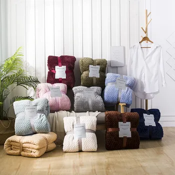 

Wheat ears jacquard cashmere solid color double thick twist blanket three-dimensional warm blanket home bedding