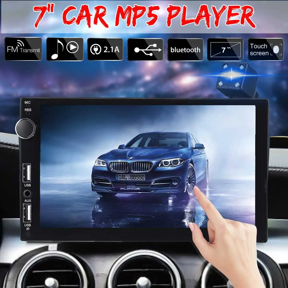 

7" Double USB 2 Din Car Video Player 7 inch LCD Touchs Screen Multimedia MP5 Player USB FM bluetooth with Rear View Camera