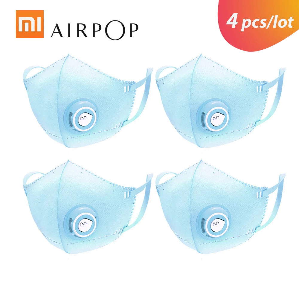 

4Pcs/Lot Xiaomi Airpop Children Mask Air Wear Face Mask PM2.5 Anti-haze Double Protection Anti-fog Soft Comfortable Boys Girls