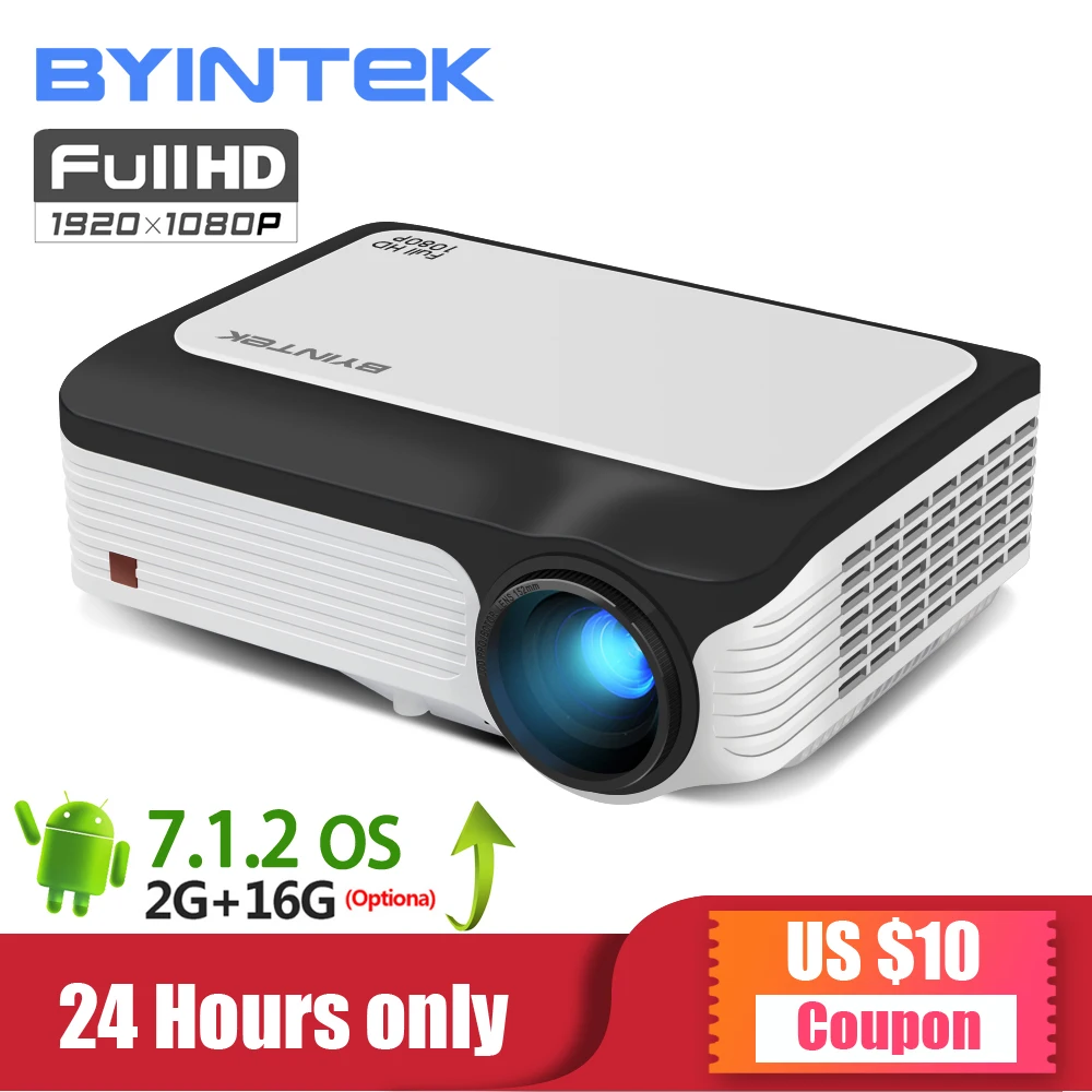 BYINTEK MOON M1080 Smart Android WIFI FULL HD 1080P Portable LED Mini Projector 1920x1080 LCD Video Option For Iphone SmartPhone