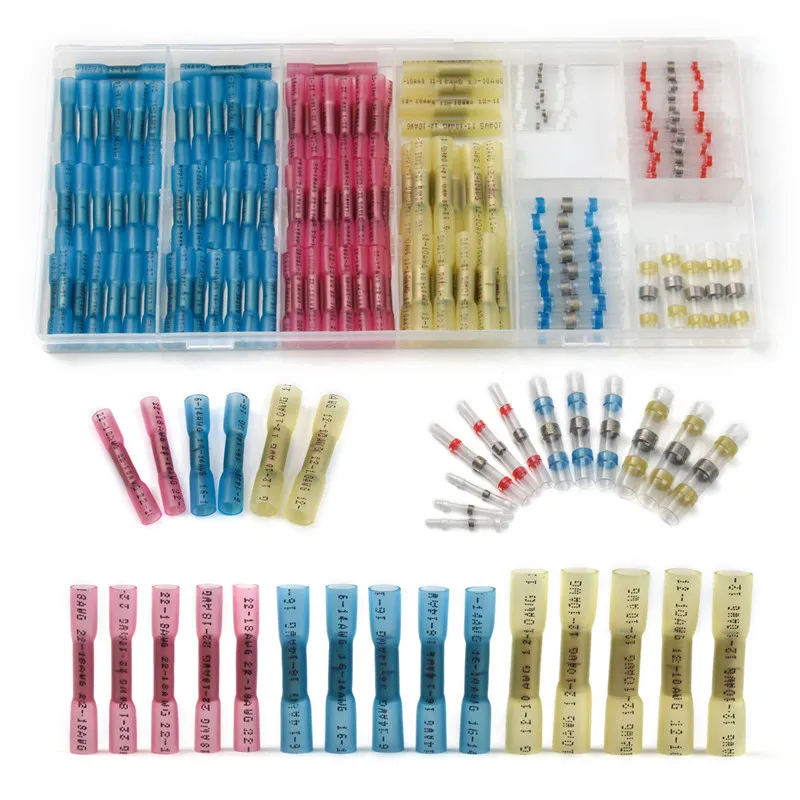 

150PCS Insulated Heat Shrink Butt Crimping Terminals Cable Wire Connectors Solder Seal Wire Connectors Terminal Assorted Set