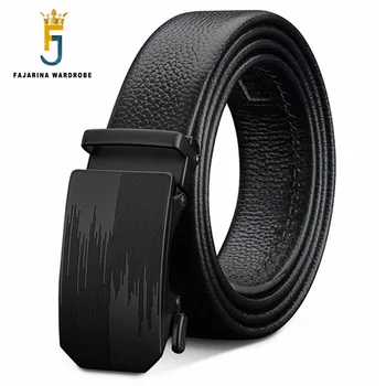 

FAJARINA Men's Top Quality Pure Cowhide Belts Fashion 100% Genuine Leather Black Automatic Metal 3.5cm Width Belt Men N17FJ733