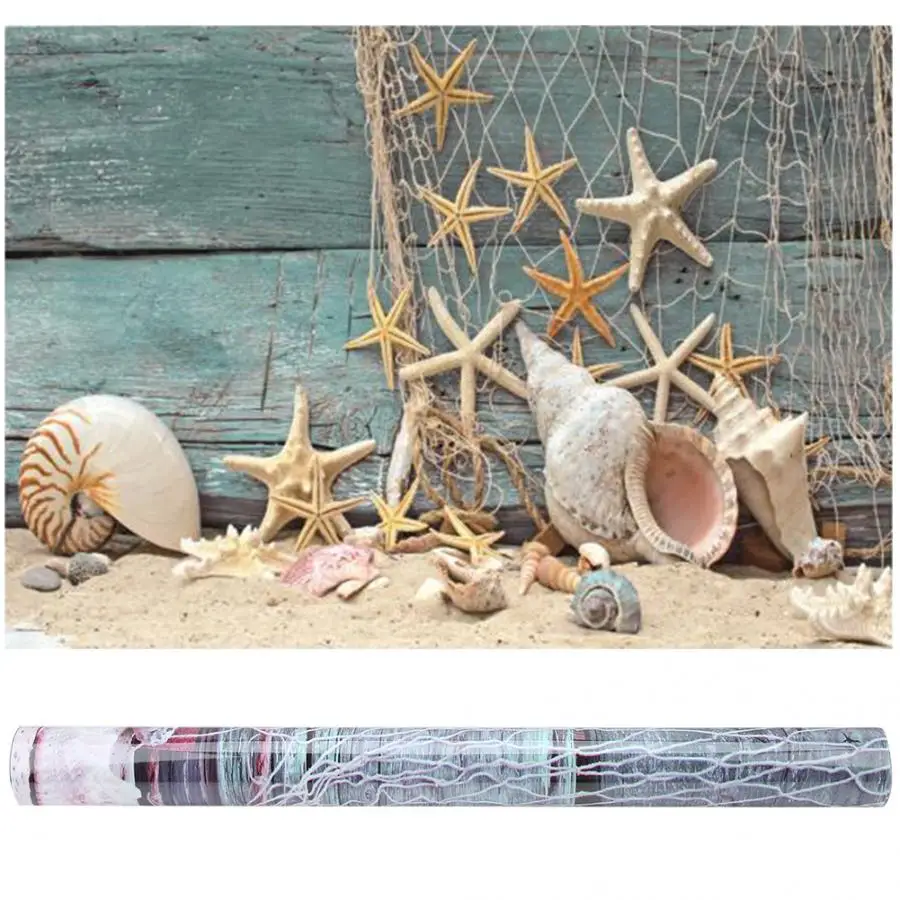 

3D Effective Adhesive Fashionalbe Seashell Starfish PVC Sticker Poster Fish Tank Background Decorations