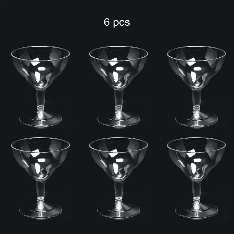 6 шт одноразовые бокалы жесткие пластиковые стаканчики для вечерние креманка красного вина широкий дегустационный стеклянный для украшения детского душа