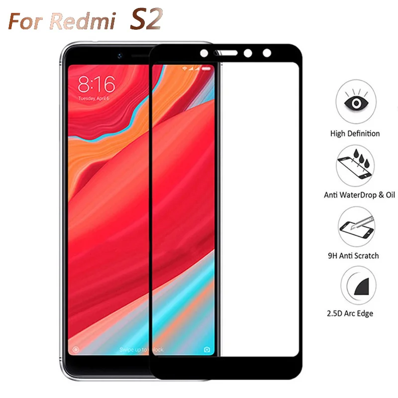 Защитное стекло для Xiaomi Redmi S2 закаленное пленка с полным покрытием Защита экрана
