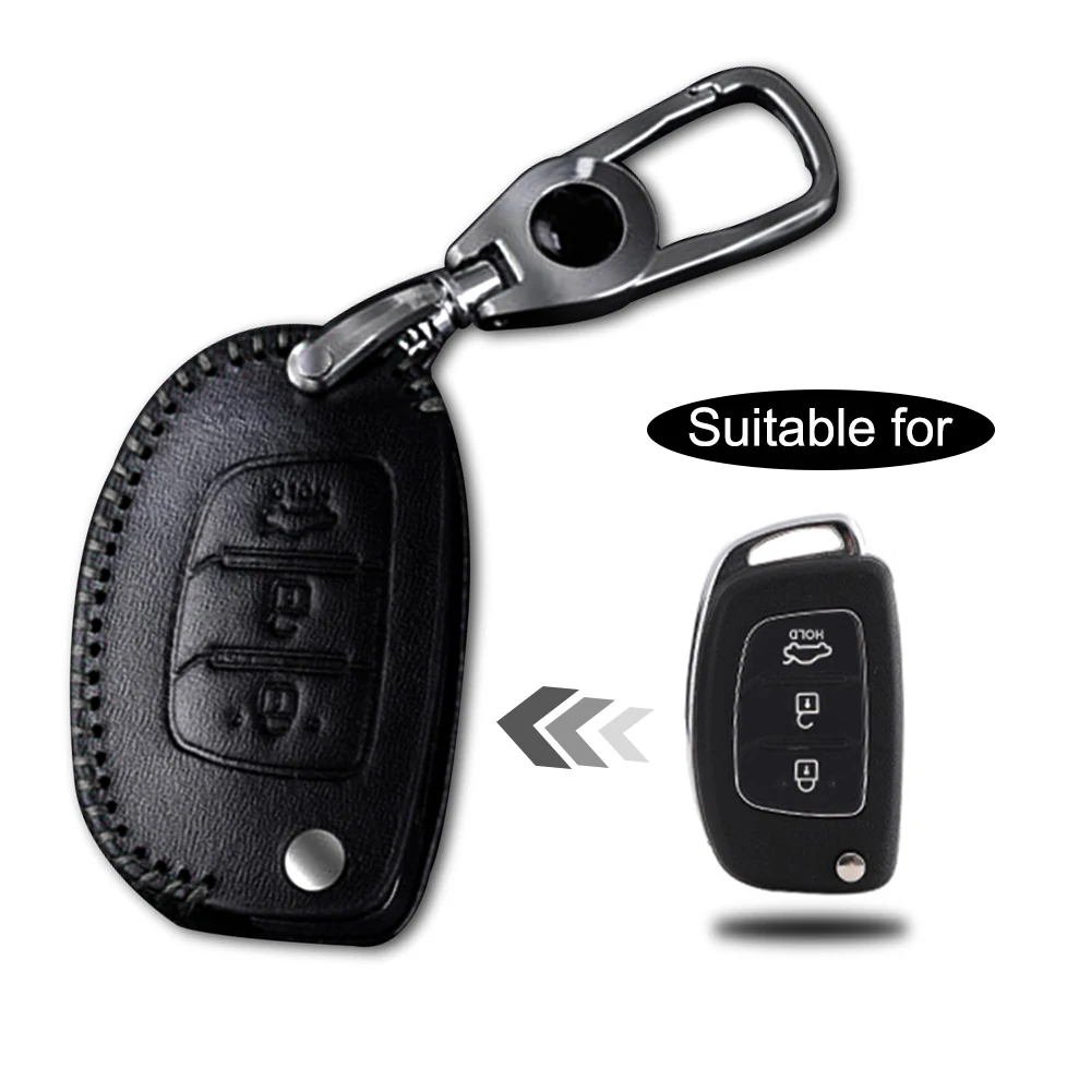Leather Car Key Case Key Fob Cover For Hyundai Tucson Creta ix25 ix35