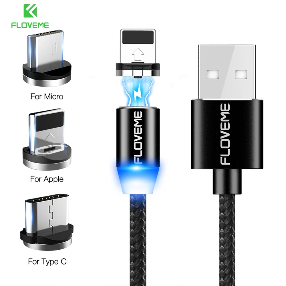 FLOVEME 1 M 3in1 Magnetische USB Kabel Für iPhone XS X 7 8 2A Magnet Schnelle Ladegerät Micro USB T