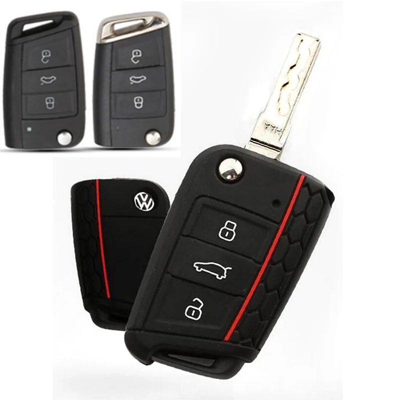 

Remote Silicone Car Key Case For VW Polo Golf 7 Tiguan for Skoda Octavia Kodiaq Karoq for SEAT Ateca Leon Ibiza 2015 2016 2017