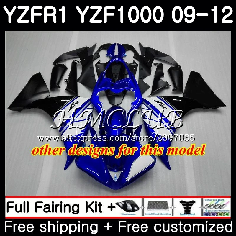 Bodys для YAMAHA YZF 1000 R1 2009 2010 2011 2012 9HC.9 R 1 YZF1000 YZFR1 09 10 11 12 синие белые