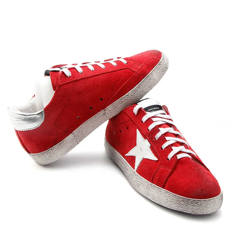 Rouge Sale Et Chaussures Up Mode Véritable Cuir Femmes Vache Vieux Faire Dentelle De Couleur Chaude Blanc En Vente Étoiles Xq67Y