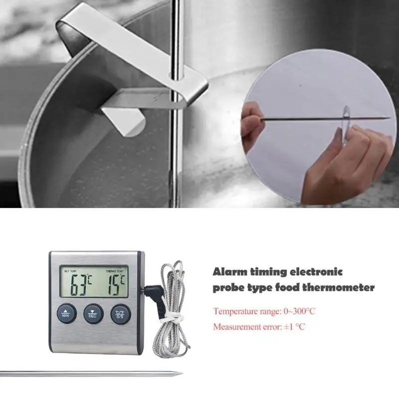 

Digital Oven Thermometer Kitchen Food Cooking Meat BBQ Probe Thermometer Meat Timer Kitchen Cooking Countdown Probe