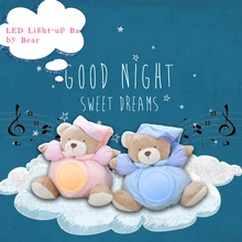 Детская игрушка 25 см Kawaii плюшевый мишка музыкальная лампа плюшевые куклы ПЭТ лампа спальный комфорт светодиодный ночник игрушки в виде медведей для детей Подарки