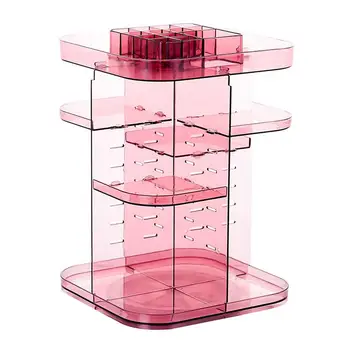 

360 Degree Square Rotating Cosmetic Storage Rack Cosmetic Frame Protection Storage Box Display Case Adjustable Makeup Organizer
