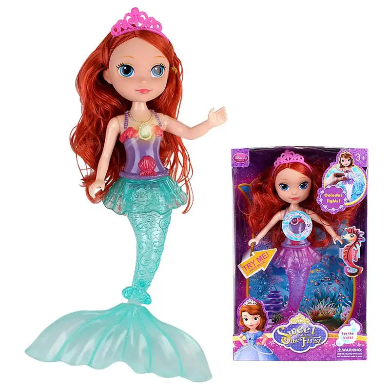 

Princess Mermaid Doll Big Eyes With Lighting Music Sounding Toy Doll Girls Birthday Gift Pack In Box Tail Color Random