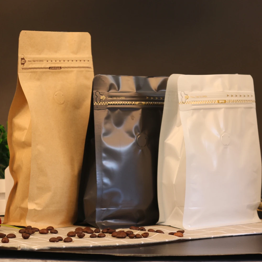 

50 counts Foil Coffee Beans Bags Packaging Reusable Coffee Storage Bags with Valve Zipper Biscuit Coffee Tea Storage Pouch