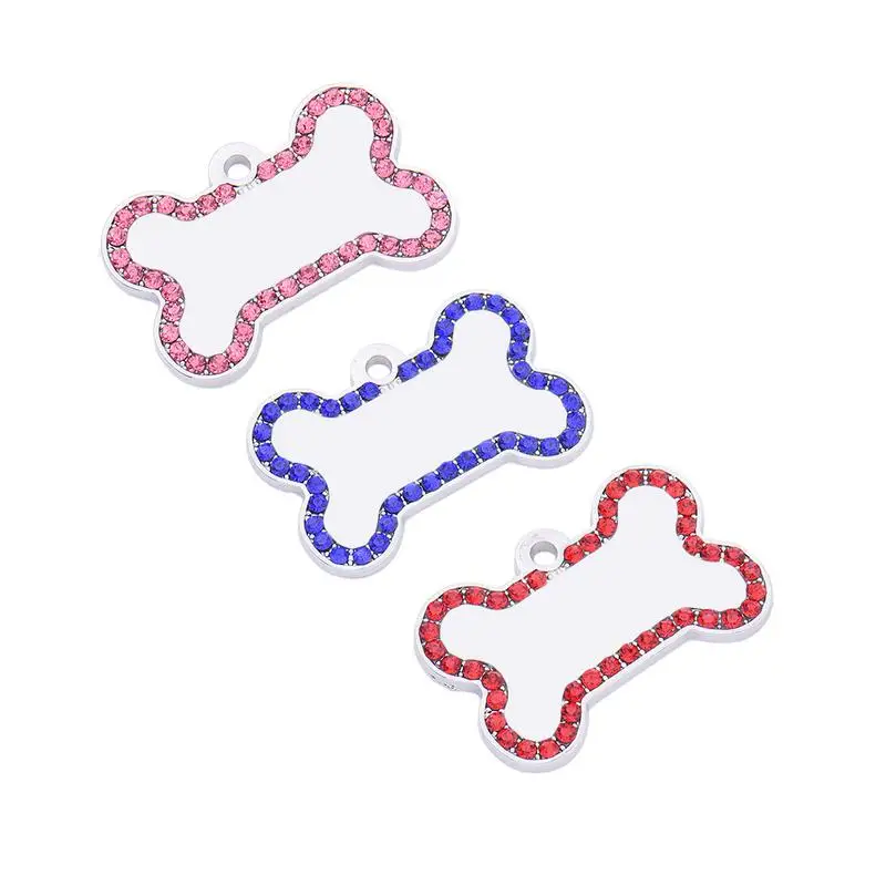 

Bone Shaped Zinc Alloy Pet Dog ID Name Tag With Crystal Pet Dog Pendant Pet Dog Cat Heart Pendant Puppy Collar