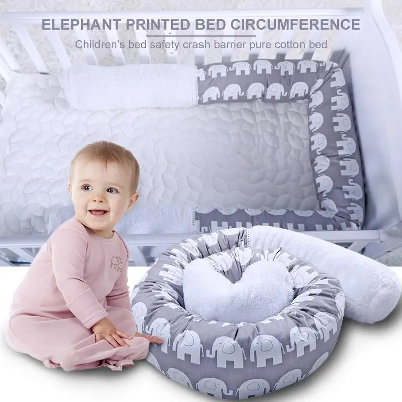 Baby Bed Thicken Bumpers One-piece Crib Around Cushion Cot Protector Pillows Safety Collision Barrier Cotton Pillow Stuffed Toy