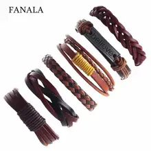 Унисекс модный искусственный кожаный плетеный многослойный повседневный комплект красоты браслет на запястье