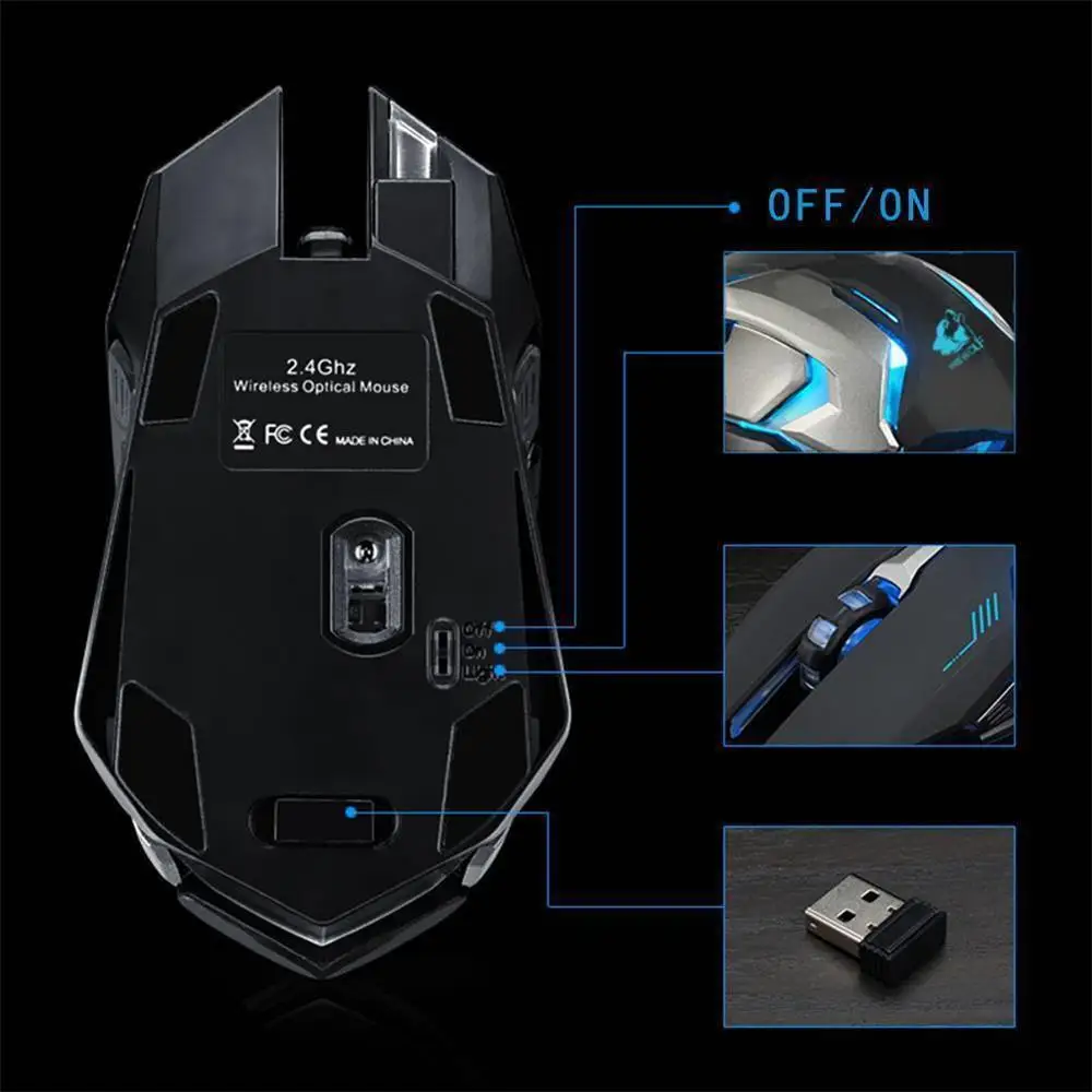  New Optical Ergonomic Gaming Wireless Mouse 2.4GHz Silent USB connect Mini Mice For PC Computer Des