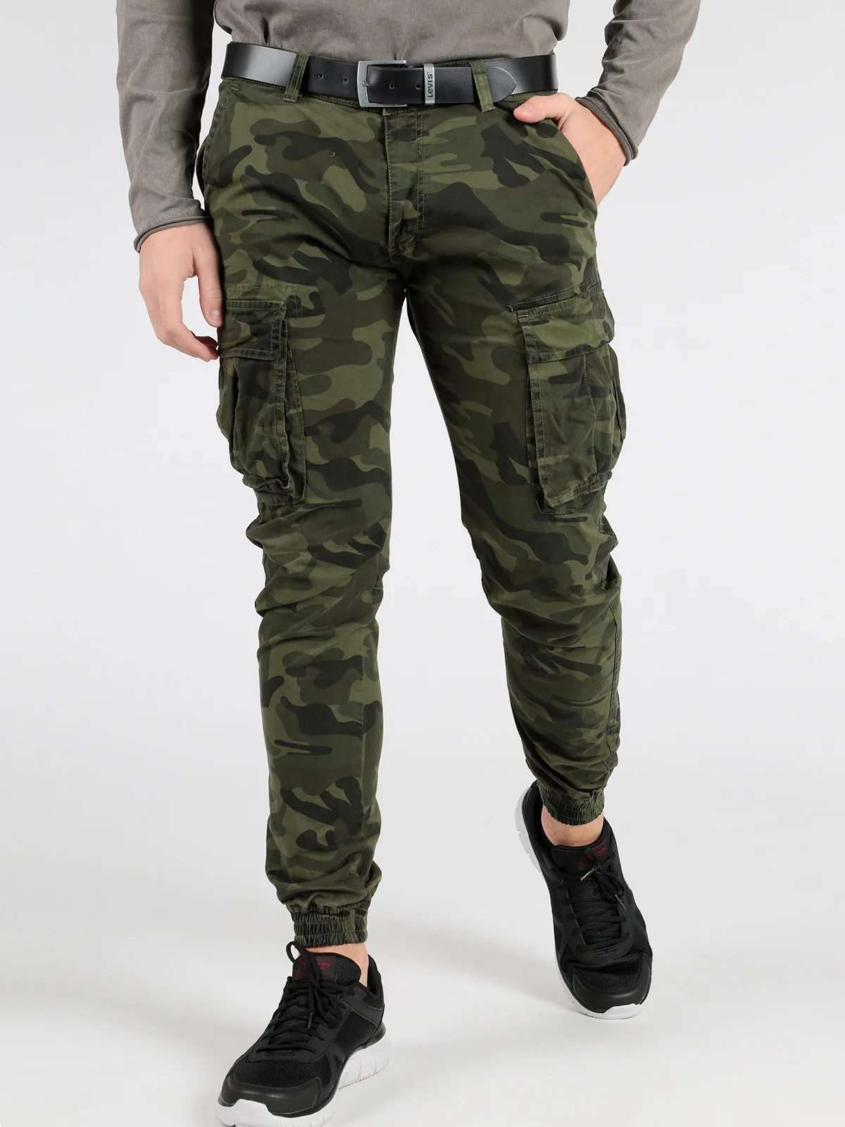 Cargo pants with cuffs and camouflage printin Casual Pants from Men's