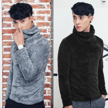

Winter New High Collar Sweater Men Thick Warm Elastic Slim Long-sleeved Knit Pullover Man Street Trend Wild Color Male Clothes