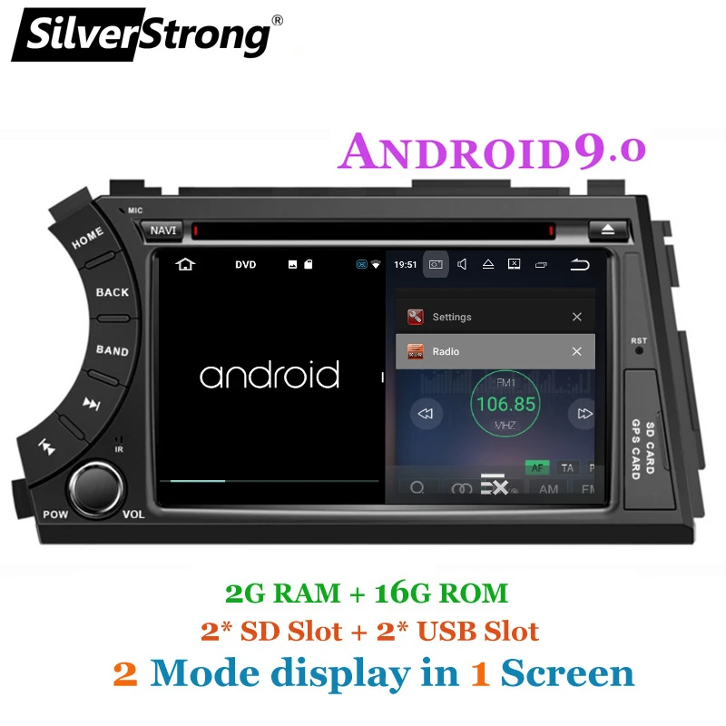 Top SilverStrong 2DIN Android9.0 4G 32GB OctaCore Car DVD GPS For SsangYong Actyon Kyron 2G16G DSP WiFi OBD DAB+ 2
