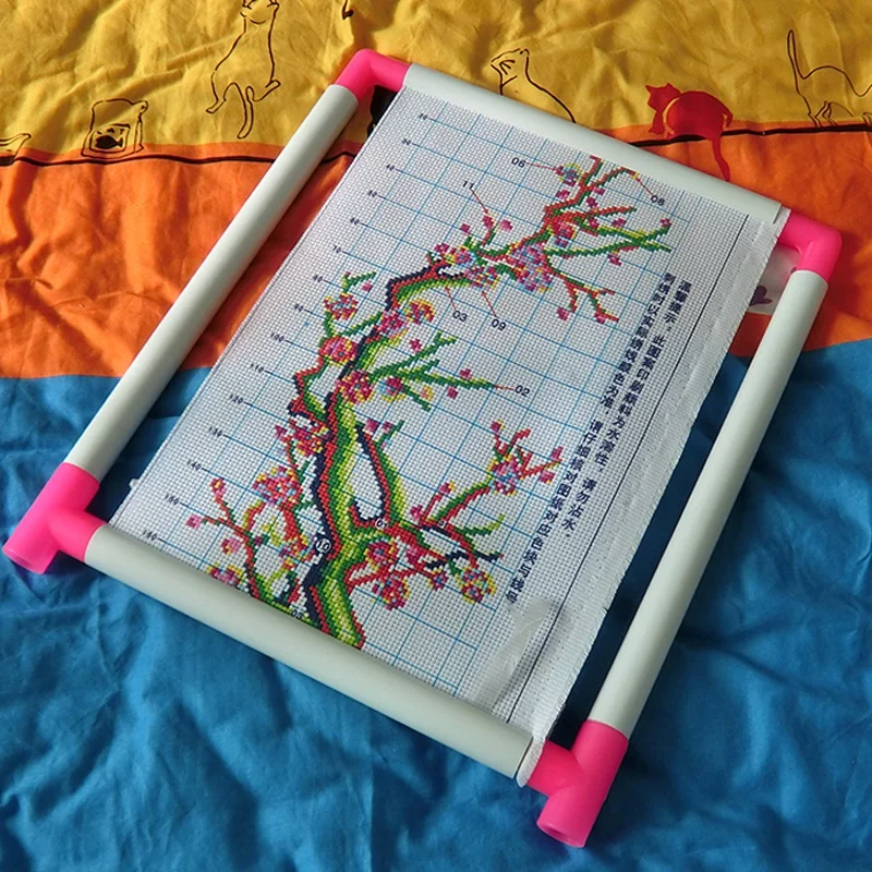 Skup Ramka do haftu praktyczny uniwersalny klip plastikowy krzyż tamborek stojak wspornik do uchwytu Rack Diy Craft ręczne narzędzie