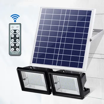 

Mising 2Pcs Remote Control LED Solar Light 60 LED Flood Light Floodlights Dimmable Timer Waterproof Outdoor Garden Security Lamp