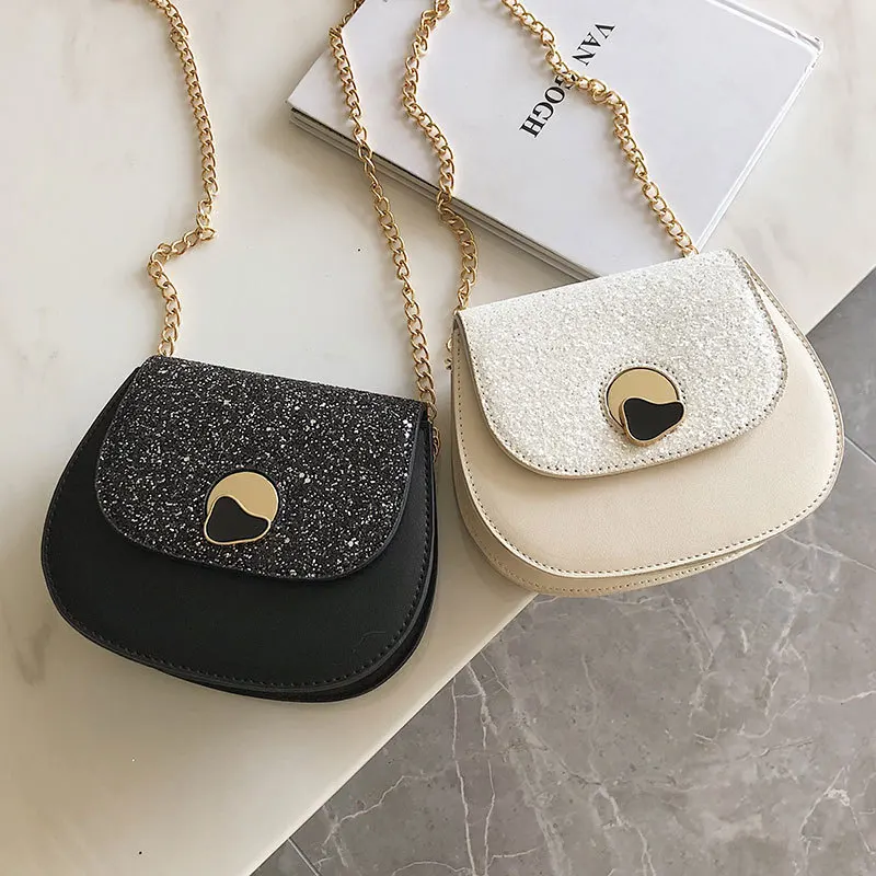 

Luxury Brand Saddle Crossbody Bags Women 2019 Quality PU Leather Female Designer Handbags Ladies Sequin Shoulder Messenger Bag