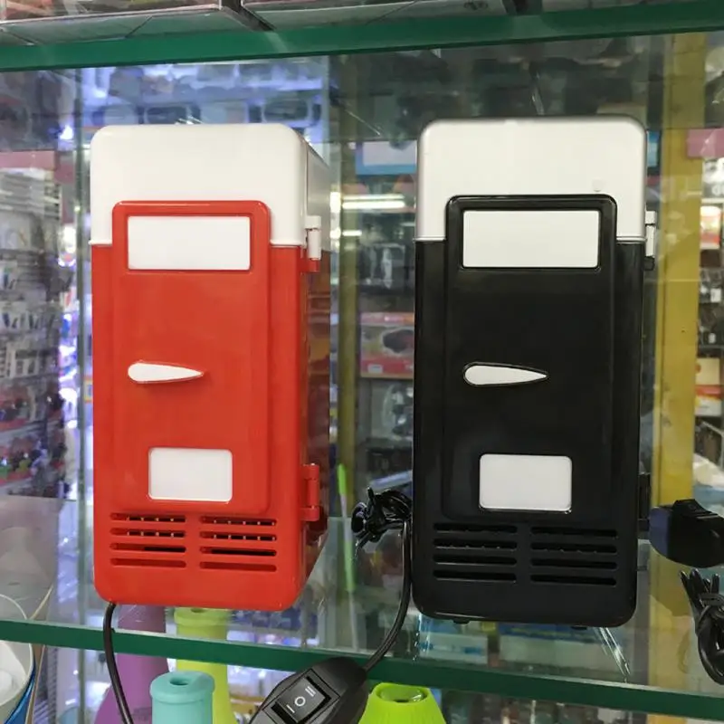 Desktop Mini Fridge USB Gadget Beverage Cans Cooler Warmer Refrigerator With Internal LED Light Car Use | Автомобили и мотоциклы