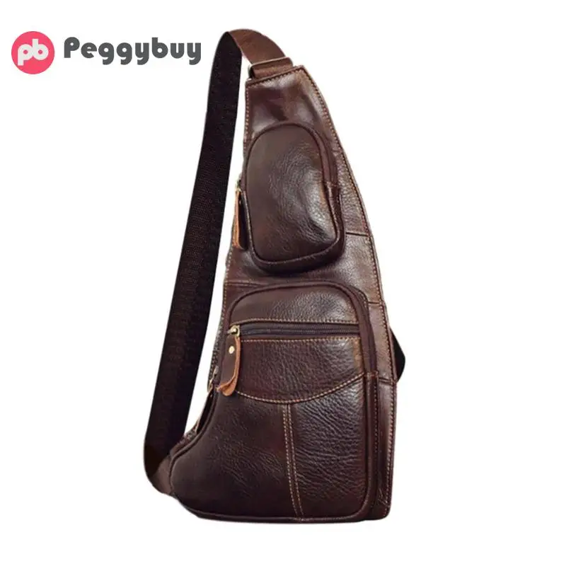 

Casual Solid Crossbody Bags for Men Leather Chest Packs Male Travel Messenger Shoulder Bag Money Phone Pouch