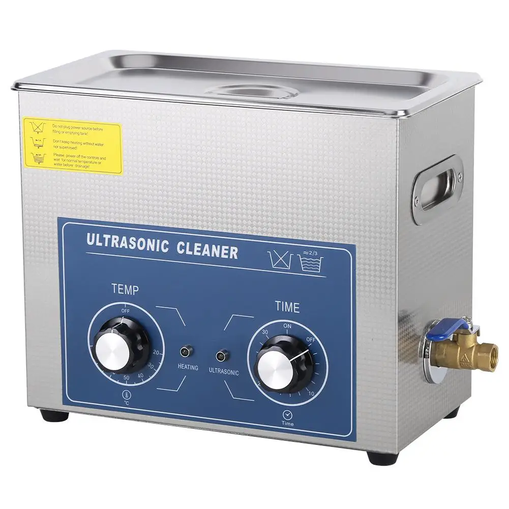 

6L 220V Ultrasonic Cleaner Bath Heated & Timer Stainless Steel Mechanical Cleaning Machine with Basket For Watch glass