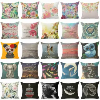 

Beautiful Flowers Cotton Linen Pillow Case Cushion Case Home Soft Room Gifts Single Sides Printing