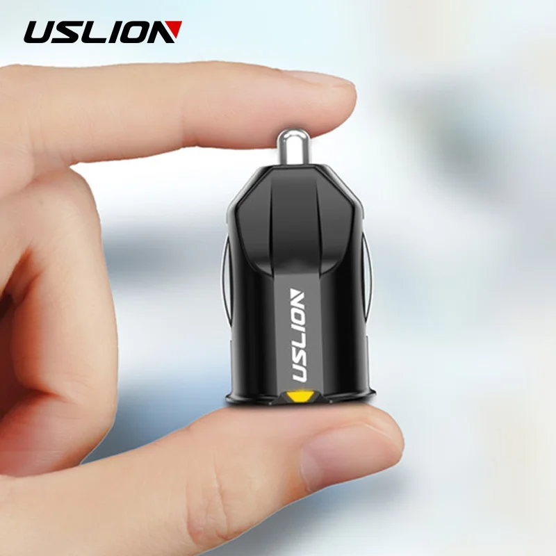 USLION مصغرة المزدوج USB شاحن سيارة 2 ميناء ولاعة السجائر 12 V 2.1A سريع سيارة شاحن محول الطاقة للجوال هاتف لوحي GPS