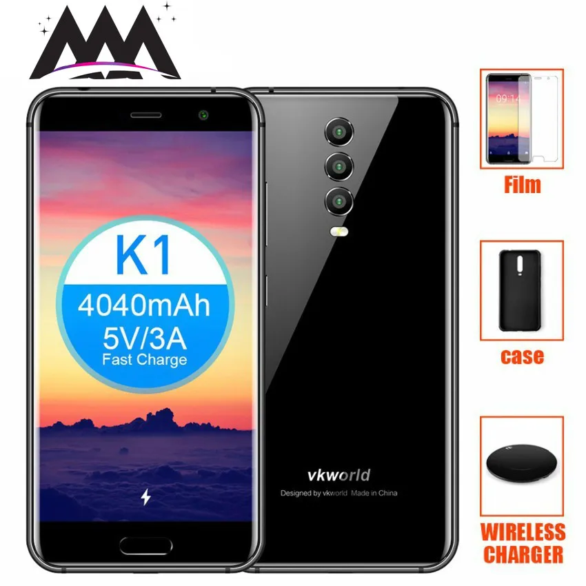 

vkworld K1 4G Smartphone Android 8.1 Rear three Cameras 4GB RAM 64GB ROM Octa Core Wireless Charger Face ID 5.2 " mobile phone