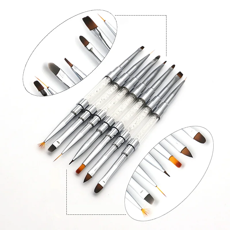 

WiRinef 1 Pc Double Head Nail Art Brush Pen Rhinestone Crystal UV Gel Painting Manicure Tool Drawing Liner Flower Brush