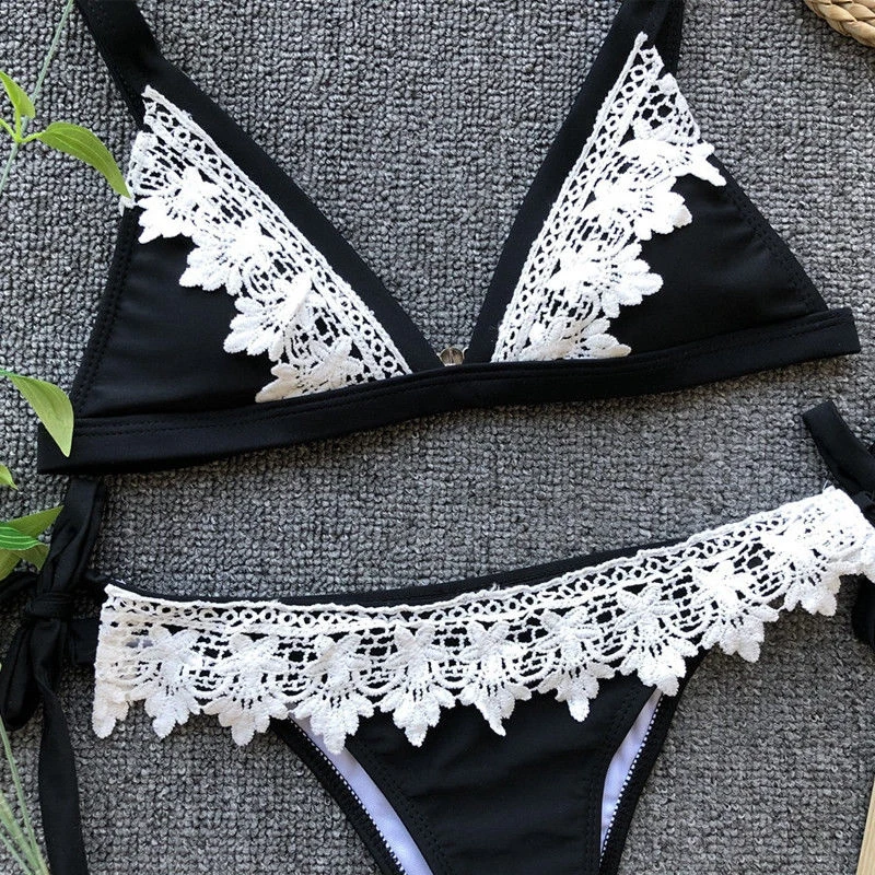 

2019 Summer Sexy Women Bandage Push-up Padded Bikini Set Lace Swimwear Swimsuit Bathing Suit Lot Beachwear